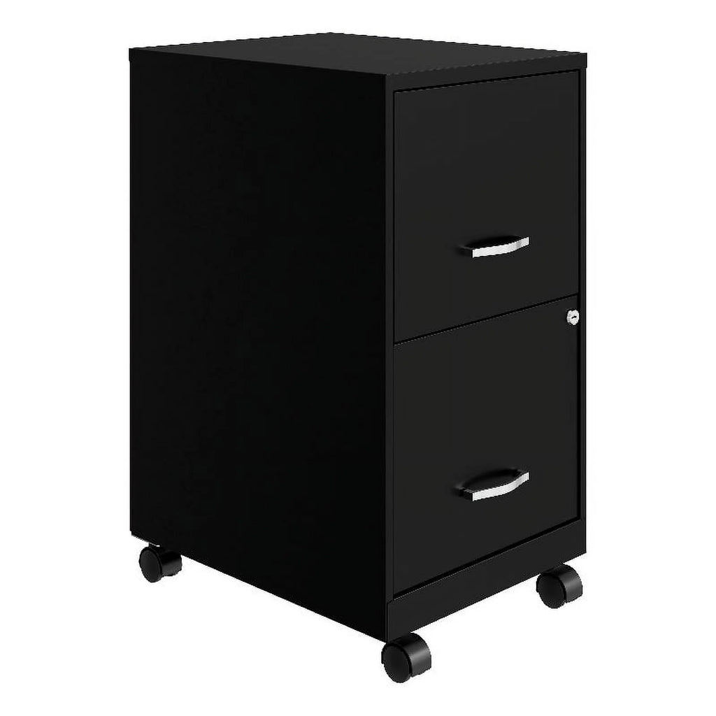 18" 2 Drawer Mobile Metal File Cabinet - Black Q52750