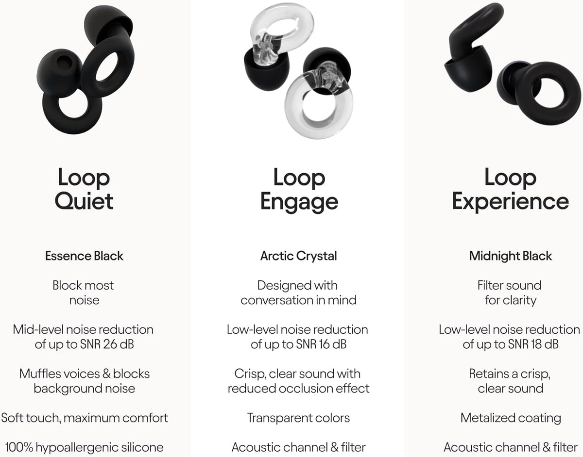 Loop Earplugs Ultimate Bundle (3-Pack) – Loop Quiet + Loop Experience + Loop Engage + Mute + Carry Case J24608