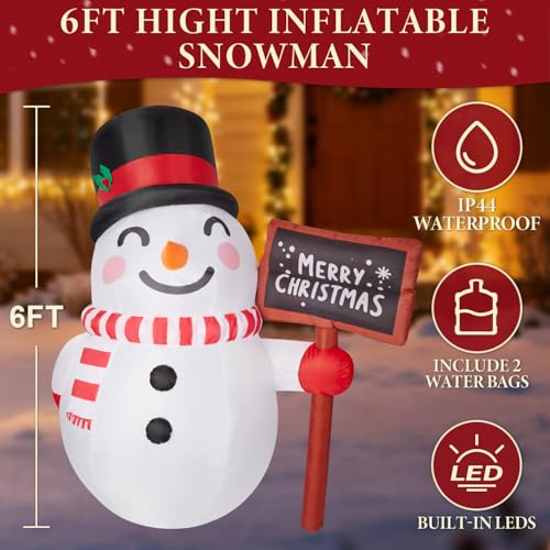 6 FT Inflatable Snowman with LED Lights L820