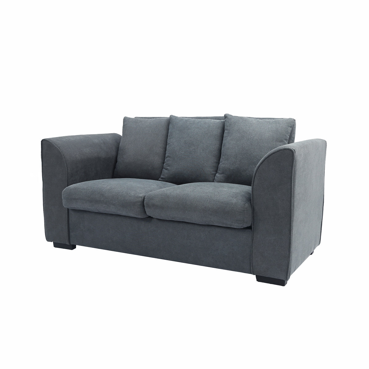 Dark Grey 2-Seat Fabric Loveseat Sofa with 3 Pillows K216132