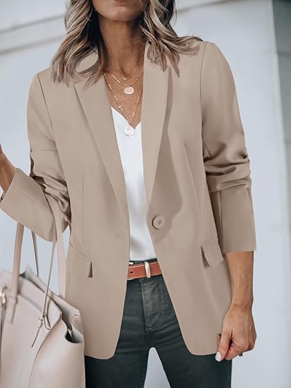 Womens Open Front Long Sleeve Blazer Y236459