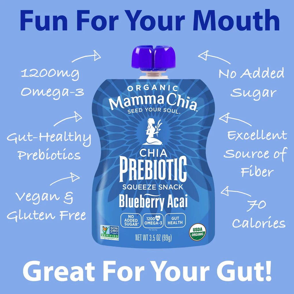 Organic Chia Prebiotic Squeeze Blueberry Acai 3.5 oz Pack of 2 L916