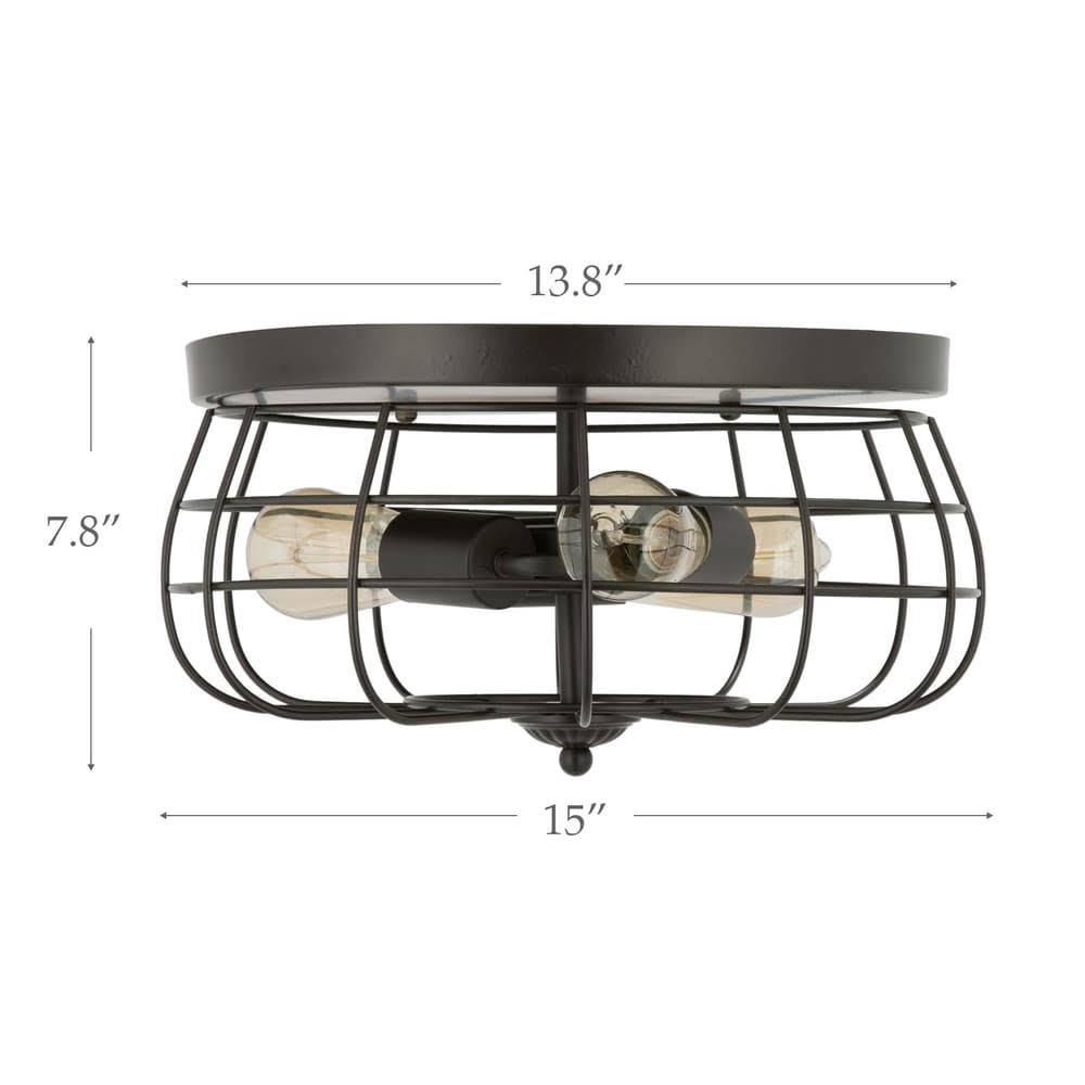 Industrial 3-Light Oil Rubbed Bronze Flush Mount L128602