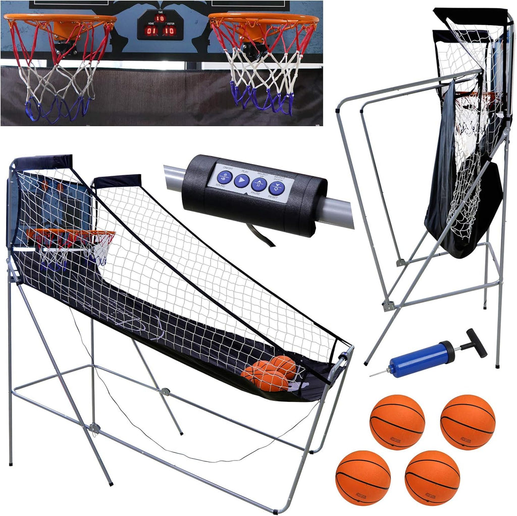 Foldable Indoor Basketball Arcade Game with LED Scoreboard O530913