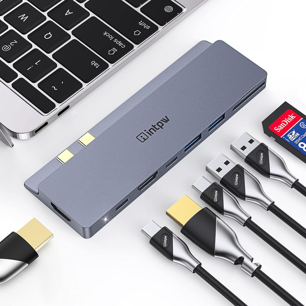 USB C Hub Multiport Adapter with 2 HDMI 3 USB 3.0 Ports SD TF Card Reader Q131230