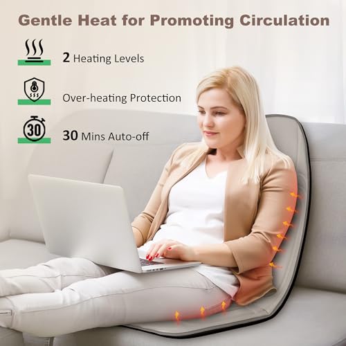 Beige Massage Chair Pad with Heat and Vibration Motors A365