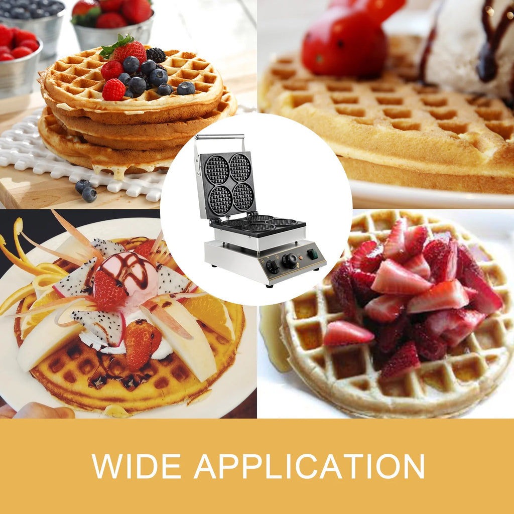 1750W Electric Nonstick Round Waffle Maker Stainless Steel 110V O774
