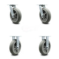 Housekeeping Cart Rigid Caster, 8 Inch Gray Non-Marking Thermoplastic Rubber Wheel, Pack of 2 S4852