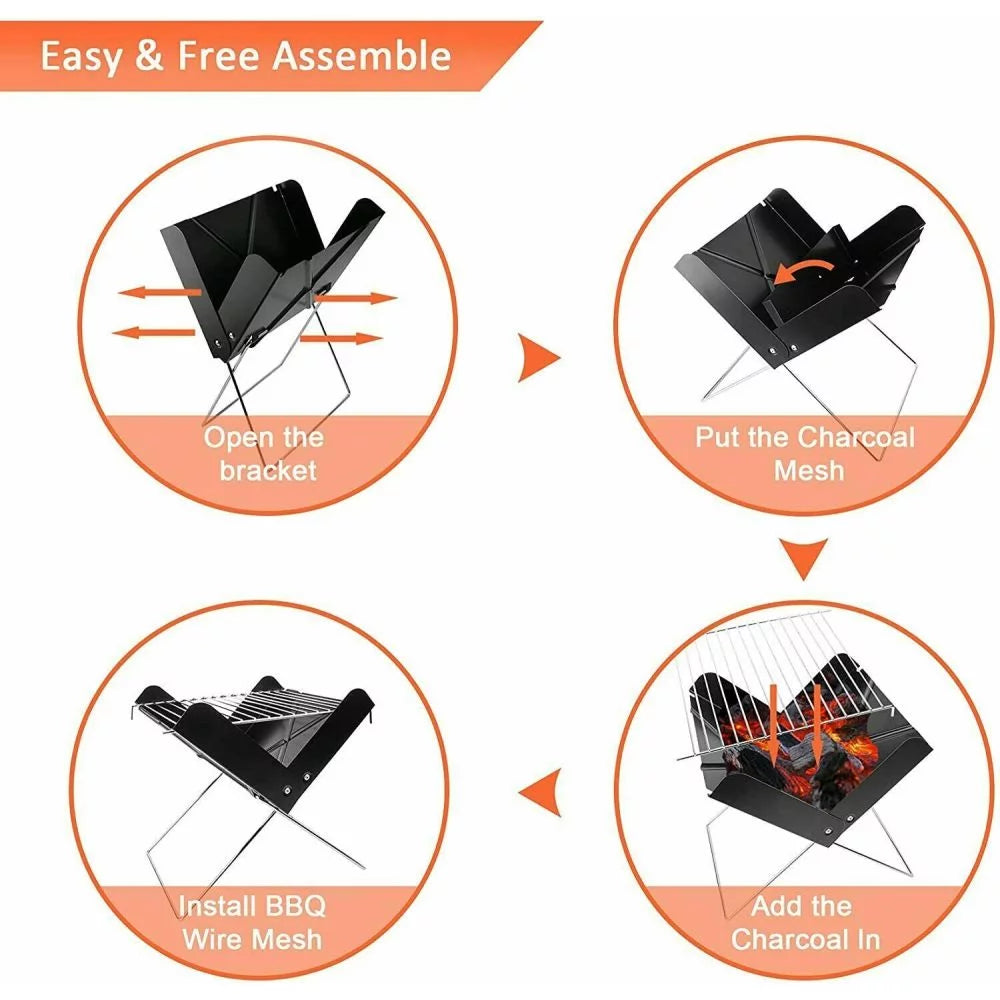 Portable Folding Charcoal Camping Grill T7593