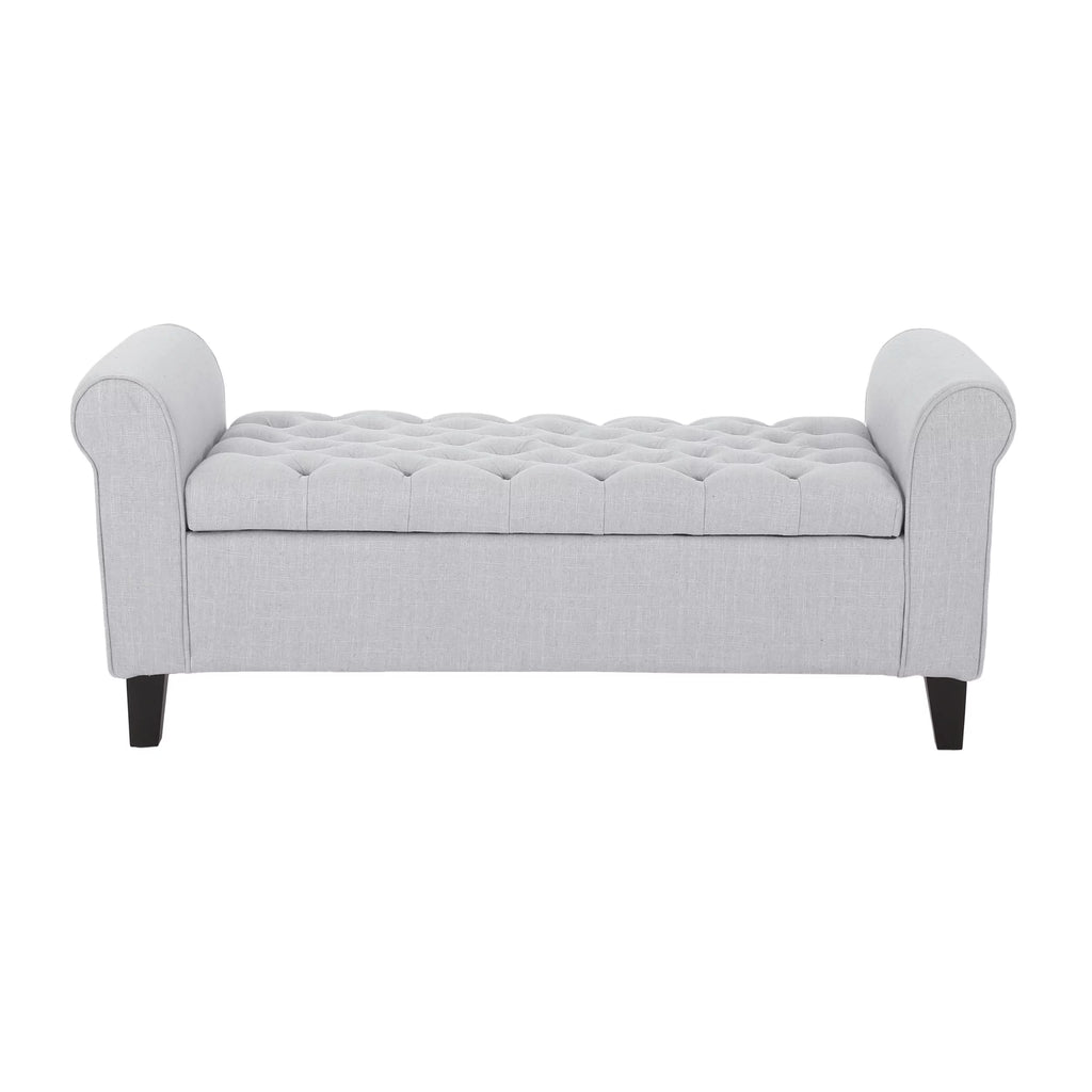 Light Gray and Dark Brown Fabric Storage Ottoman Bench C608852
