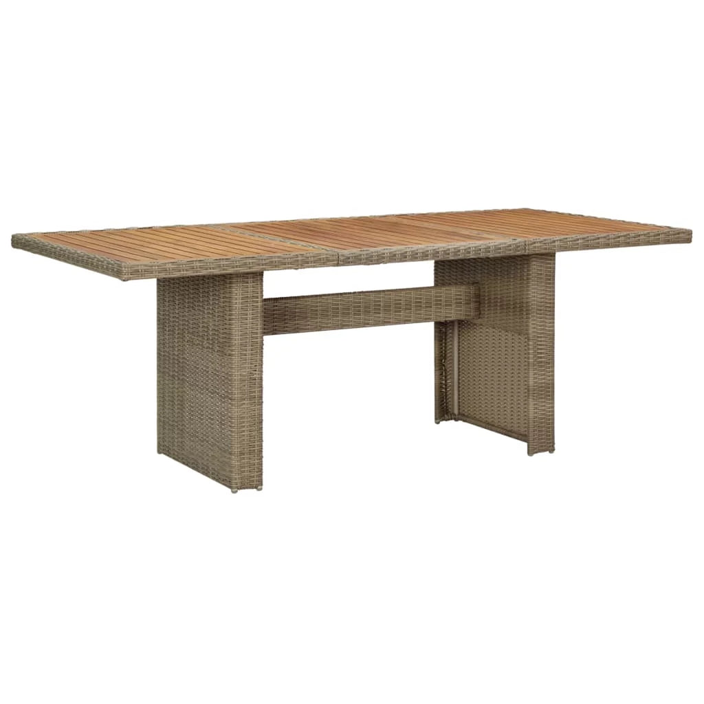 Acacia Wood Top Poly Rattan Steel Patio Dining Table F492