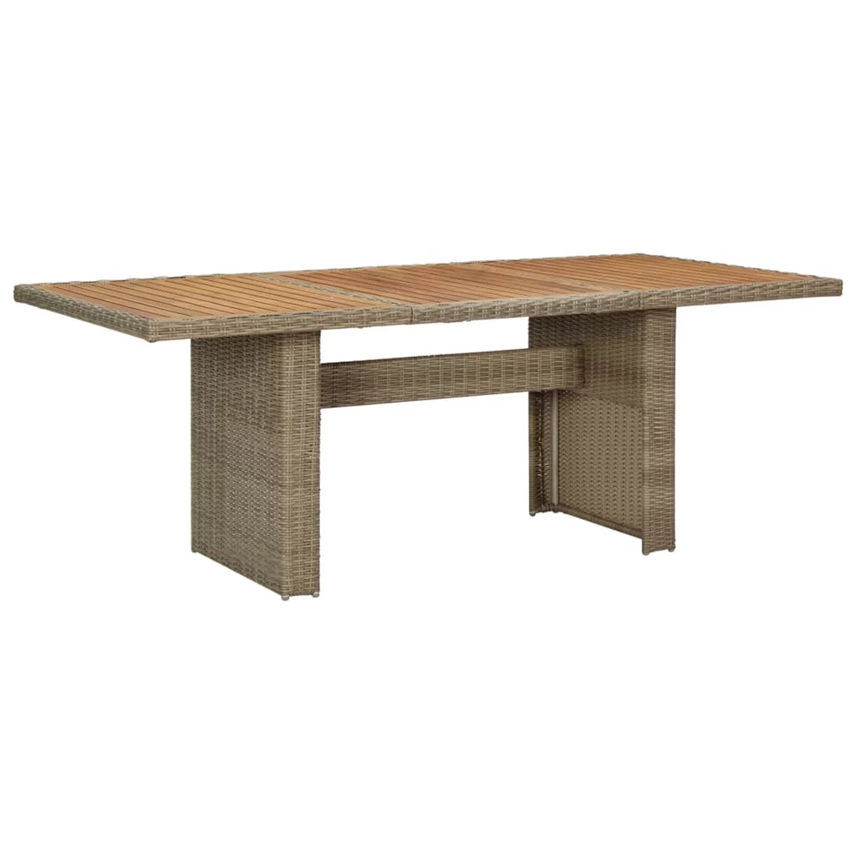 Acacia Wood Top Poly Rattan Steel Patio Dining Table F492