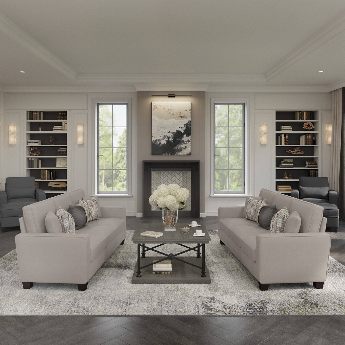 Turkish Blue Herringbone Loveseat M8874