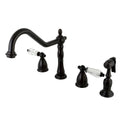 Victorian Crystal 2-Handle Kitchen Faucet with Side Sprayer in Oil Rubbed Bronze O3215