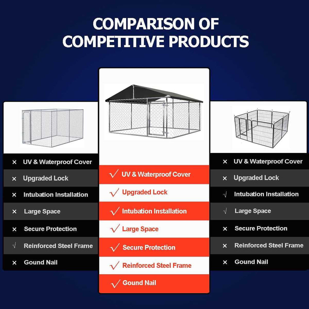 Outdoor Dog Kennel Dog Playpen Heavy Duty with Large Galvanized Chain Link N928064