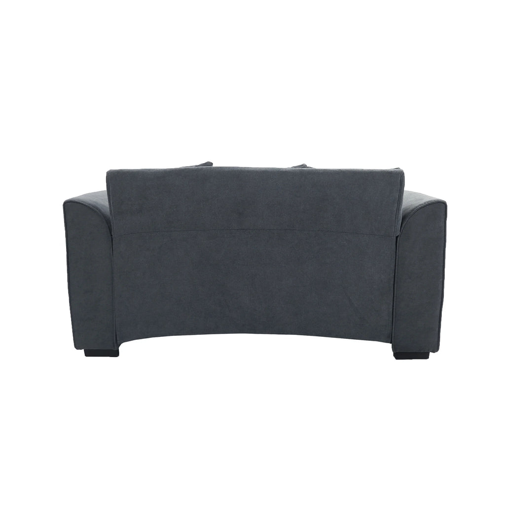 Dark Grey 2-Seat Fabric Loveseat Sofa with 3 Pillows K216132