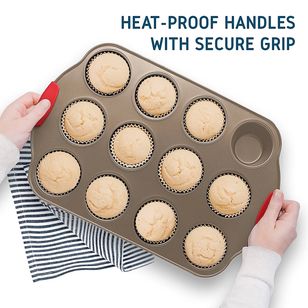 15 PC Nonstick Carbon Steel Bakeware Set with Silicone Handles U85865