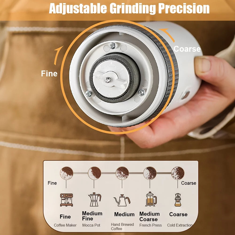 Portable Electric Burr Coffee Grinder 13W 200ml USB Rechargeable Adjustable Cordless W74665