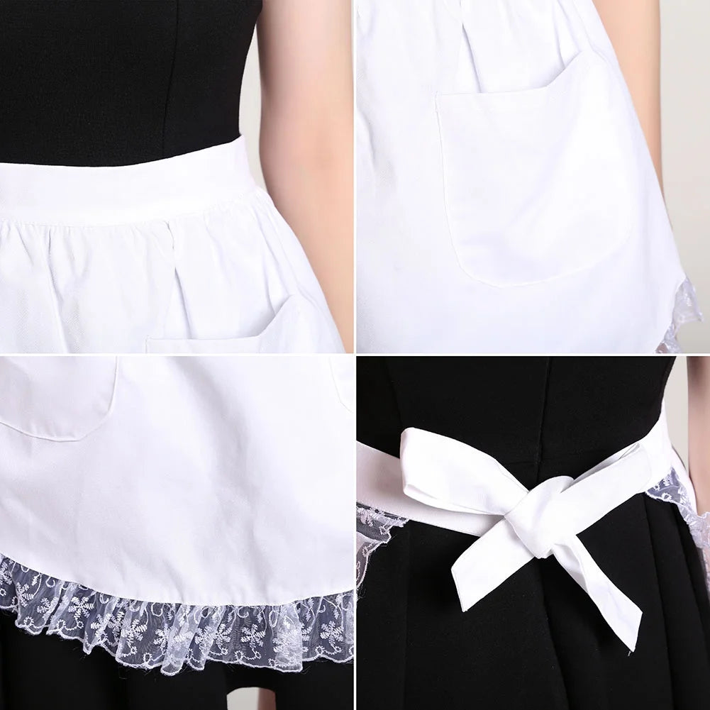 Cotton Lace Half Apron with Two Pockets R805