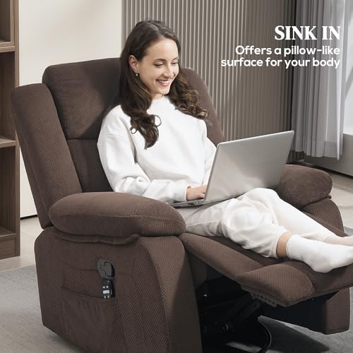 Brown Velvet Oversized Recliner Chair with Footrest V3782