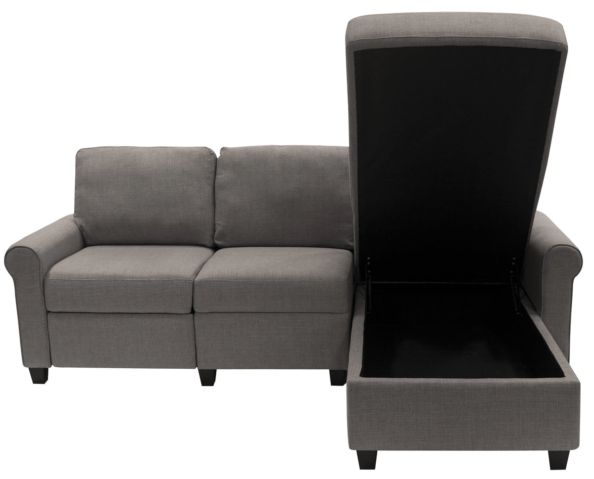 Gray Reclining Sectional with Storage Chaise L905