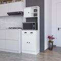 White Microwave Storage Stand with 3 Doors and Drawer D179488