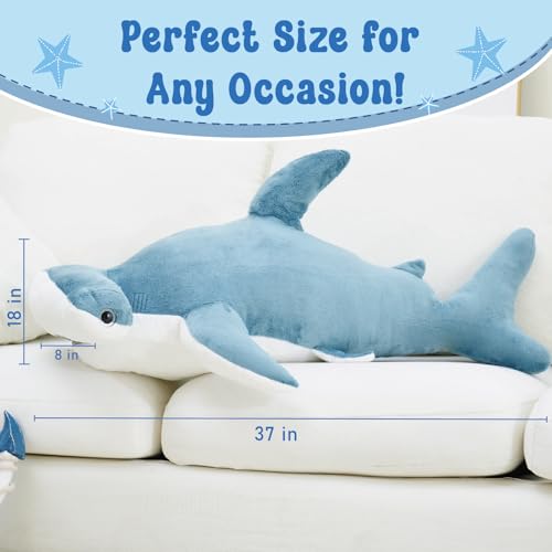 37 inch Blue Shark Stuffed Animal Plush Toy F96189