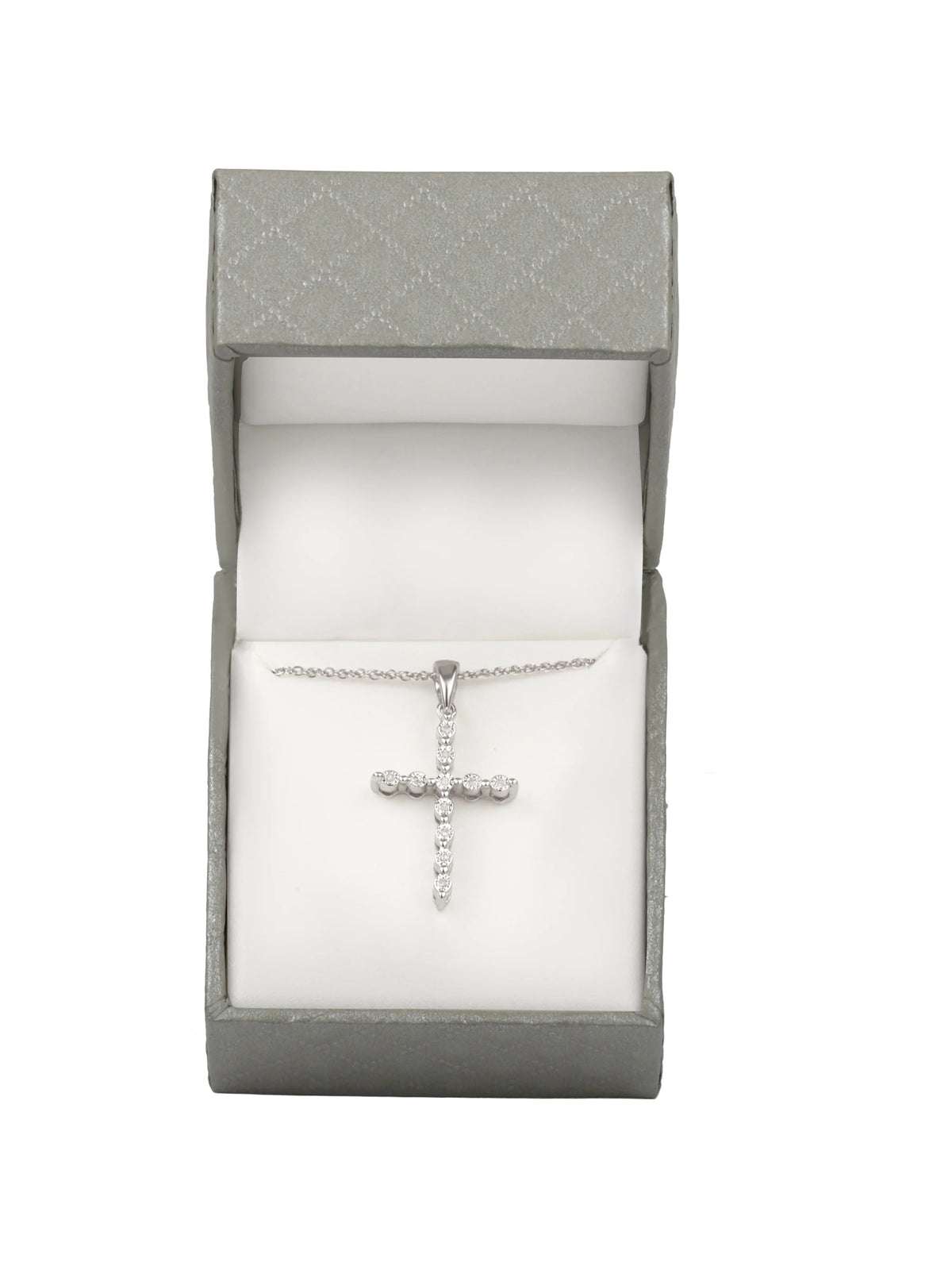 White Diamond Accent Cross Pendant in Sterling Silver with 18" Chain A2785