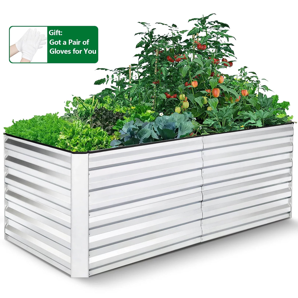 6x3x2ft Galvanized Steel Raised Garden Beds F5099