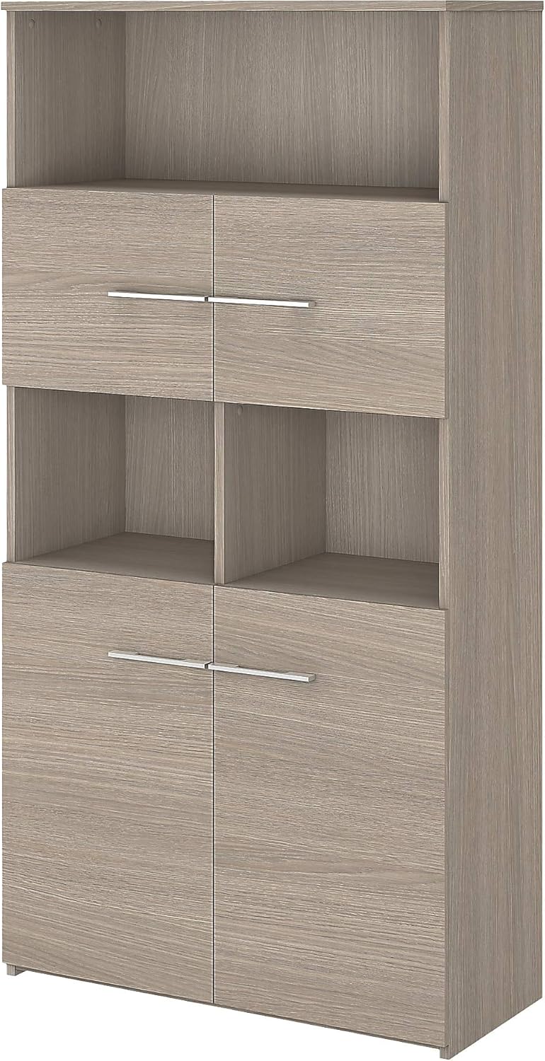 5 Shelf Bookcase with Doors in Sand Oak D914