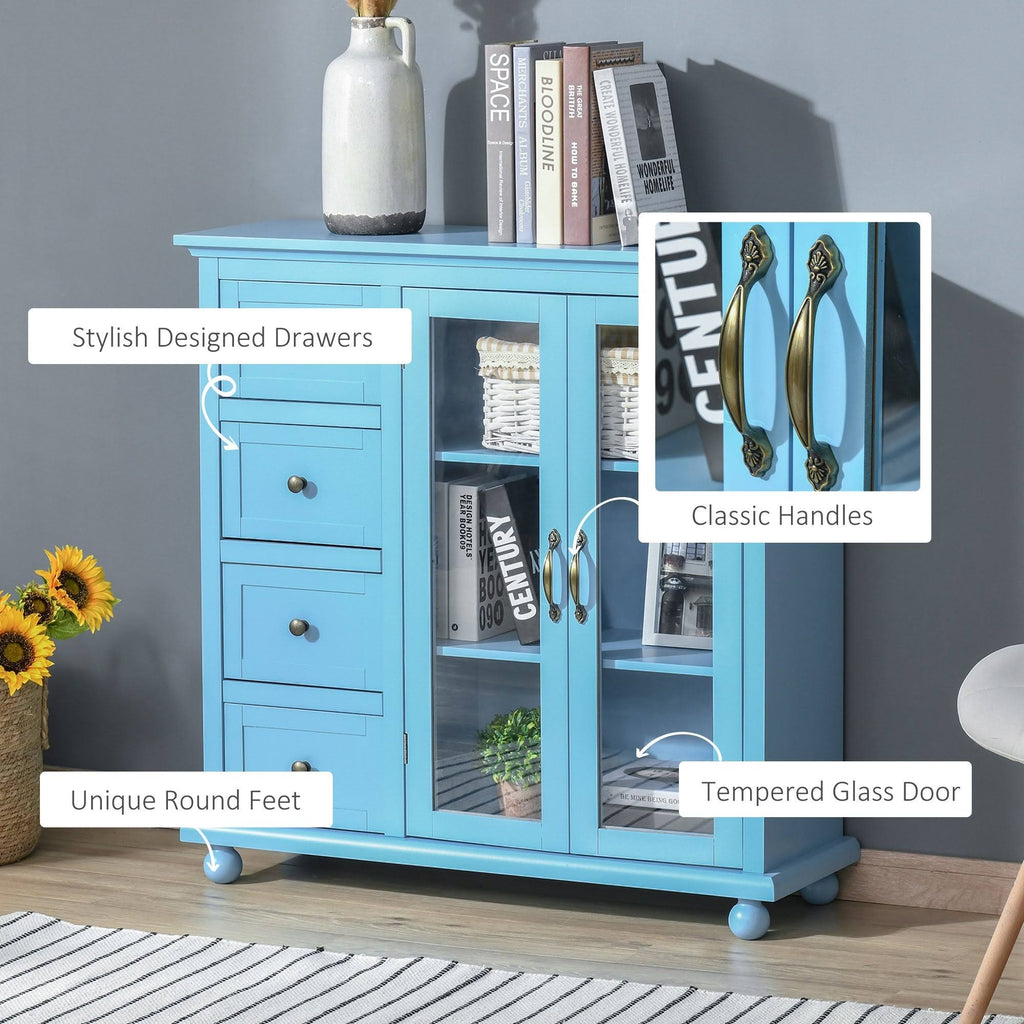 Storage Cabinet with 4 Drawers and Glass Door E14161