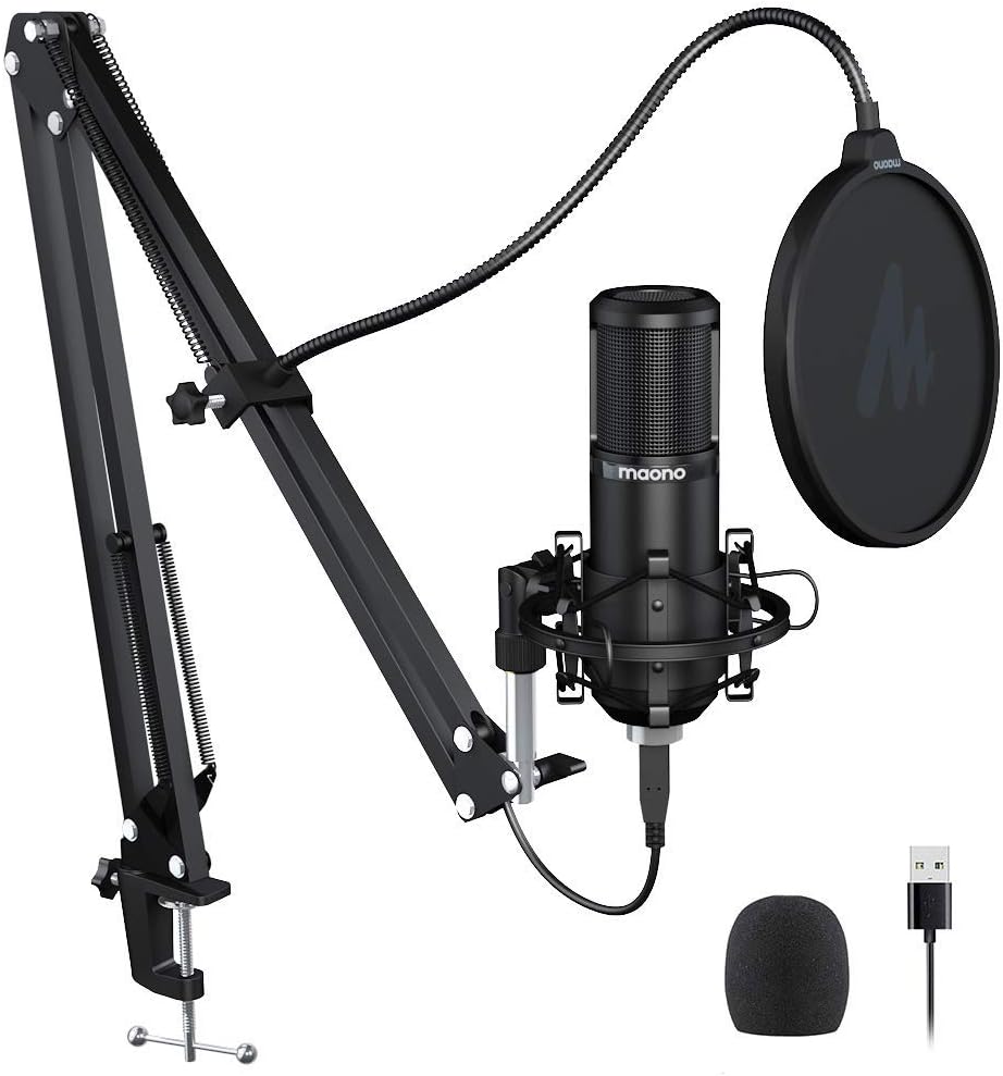 Podcast Microphone Kit with Gain Knob Pop Filter Arm Stand, Pack of 2 X339