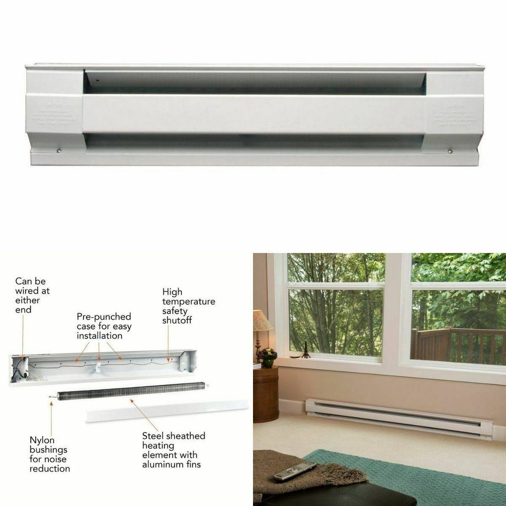 2000W 240V 8 Foot White Electric Baseboard Heater U5301