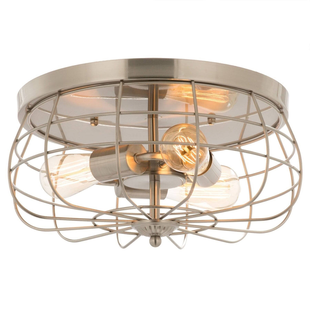 Industrial 3-Light Oil Rubbed Bronze Flush Mount L128602