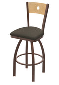 Bronze Swivel Stool with Natural Maple Back and Axis Willow Seat K565