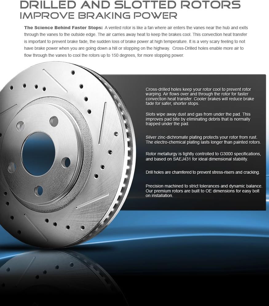 FRONT 281mm Drilled/Slotted 4 Lug Rotors O92237