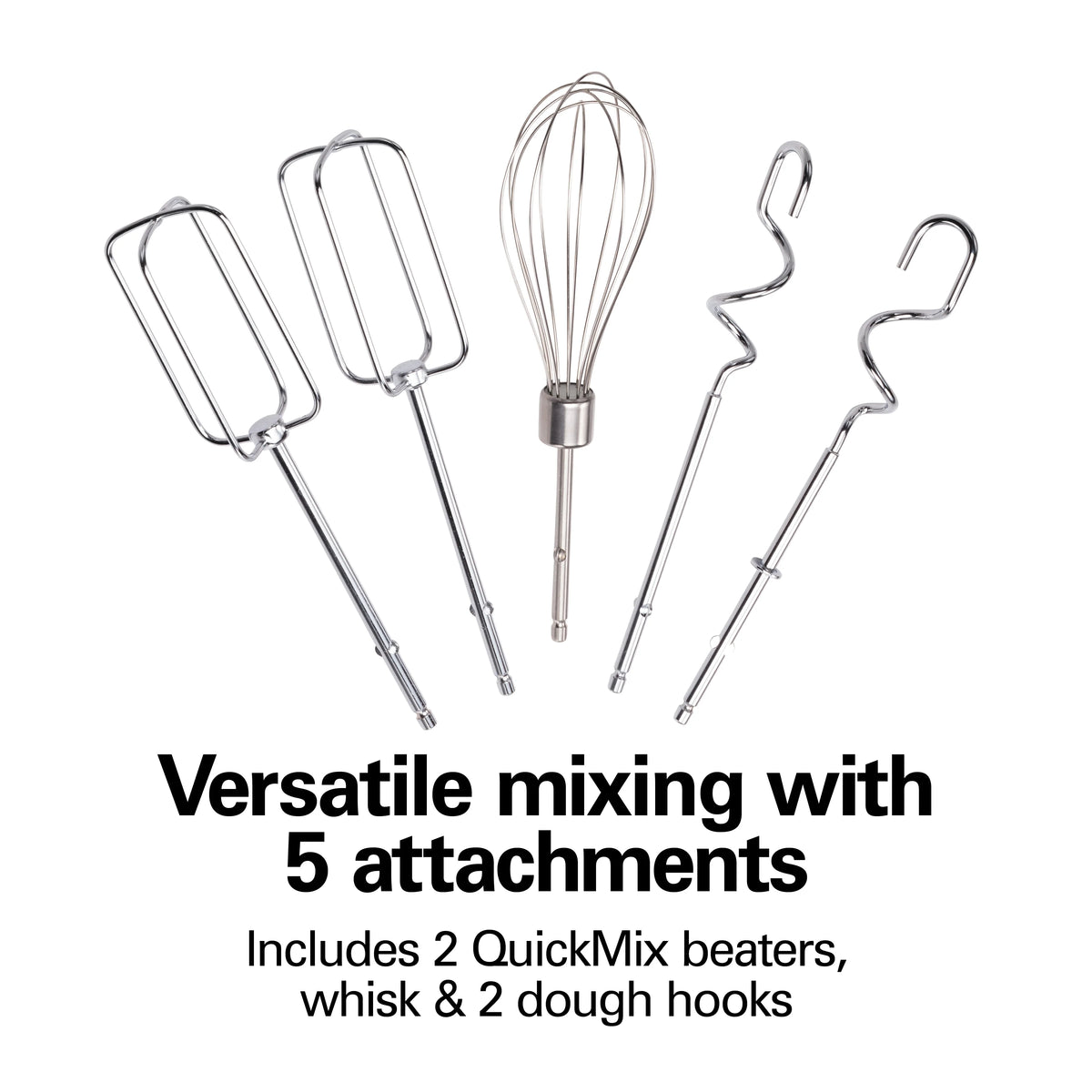6 Speed Hand Mixer, Stainless Steel, 5 Attachments H2847