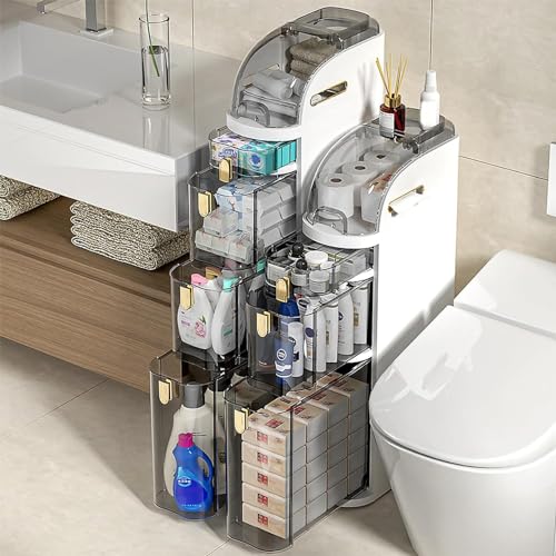 3/4/5 Tier Narrow Tall Slim Storage Cabinet with Clear Drawers F117387