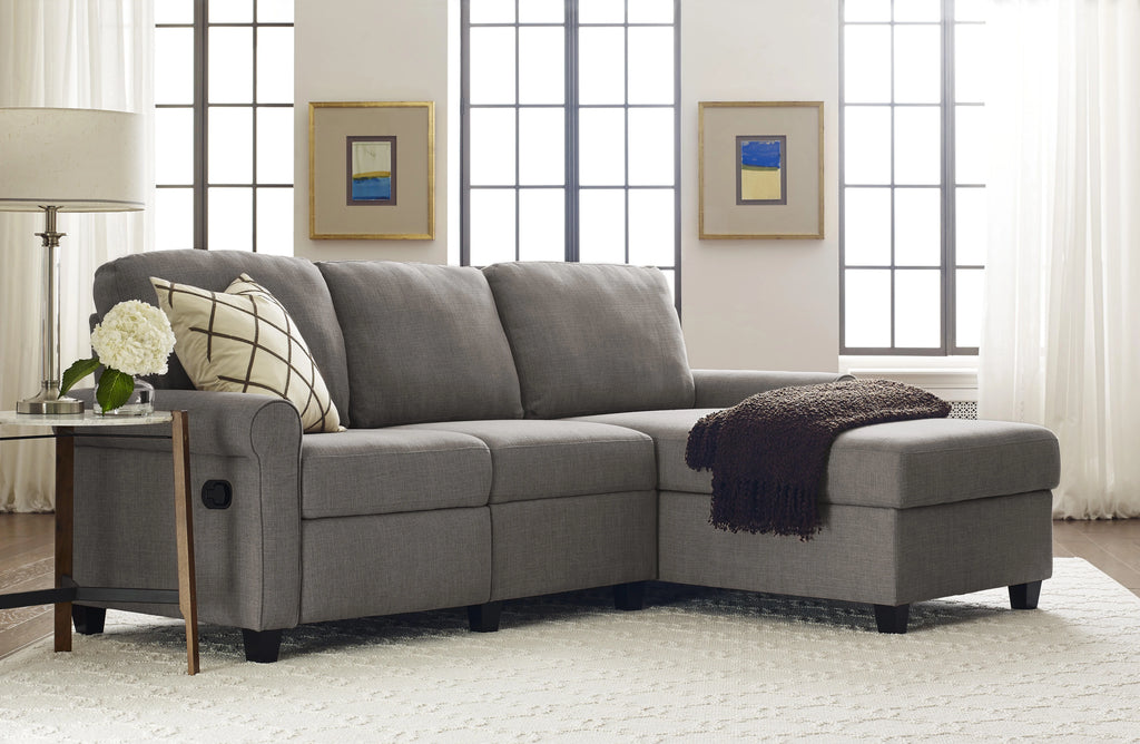 Gray Reclining Sectional with Storage Chaise L905