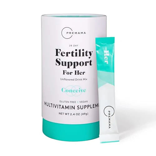 Fertility Support Powder Packets, Gluten-Free Vegan Unflavored Multivitamin Supplement, 28 Single-Serve Packets W552
