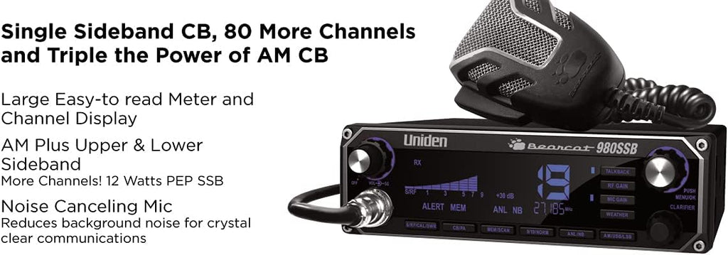 40-Channel SSB CB Radio with NOAA WeatherBand, 7-Color Digital Display, Noise Cancelling Mic K1856