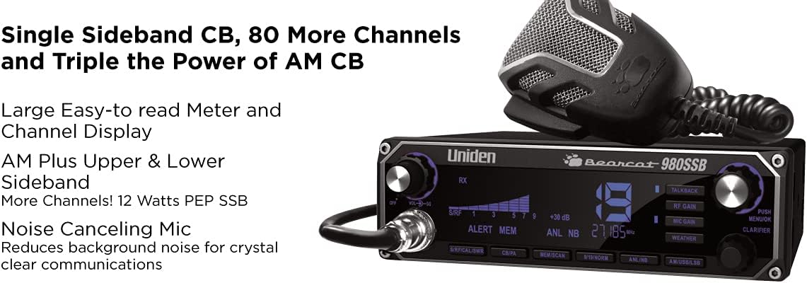 40-Channel SSB CB Radio with NOAA WeatherBand, 7-Color Digital Display, Noise Cancelling Mic K1856