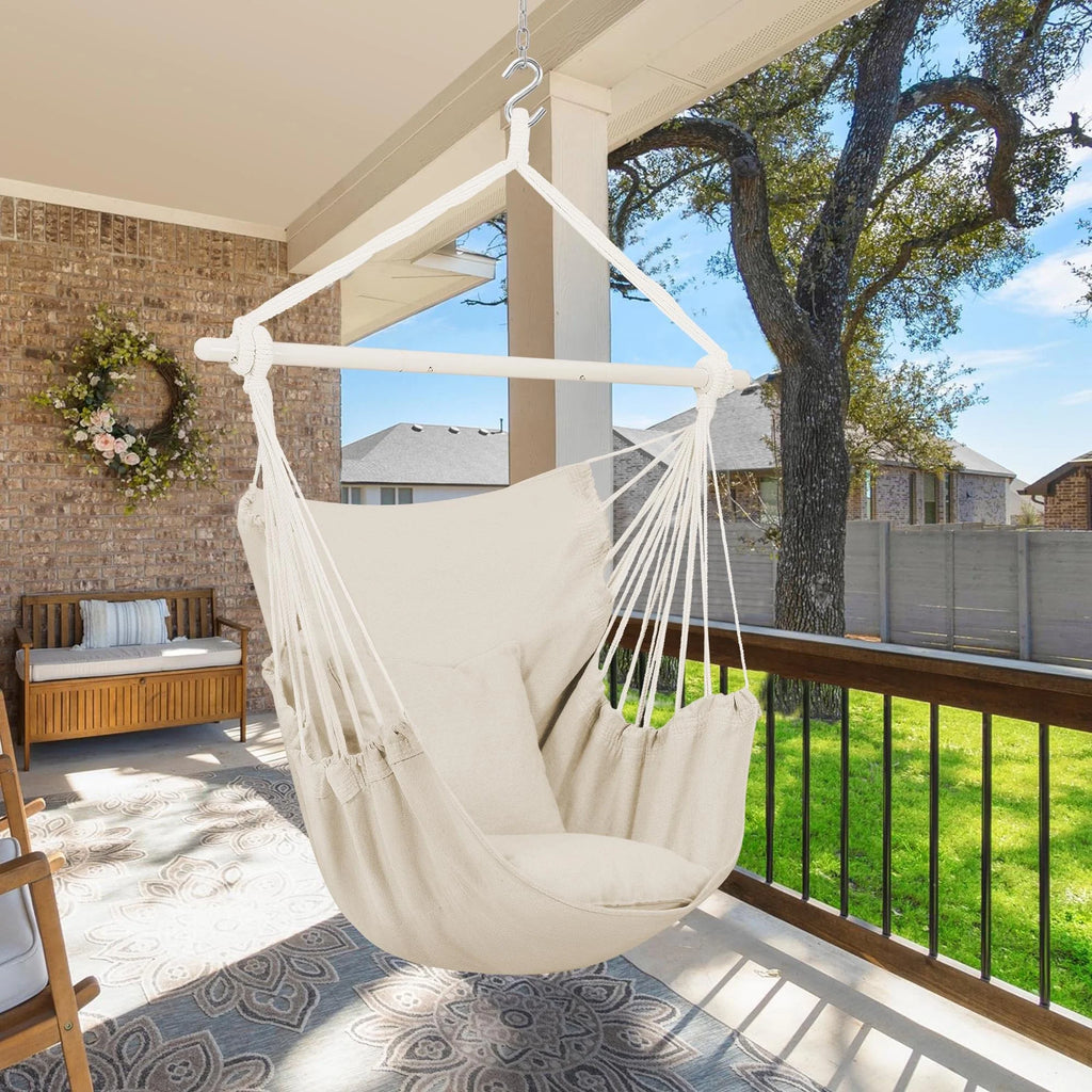Large Cotton Hammock Chair Swing with Cushions J9920