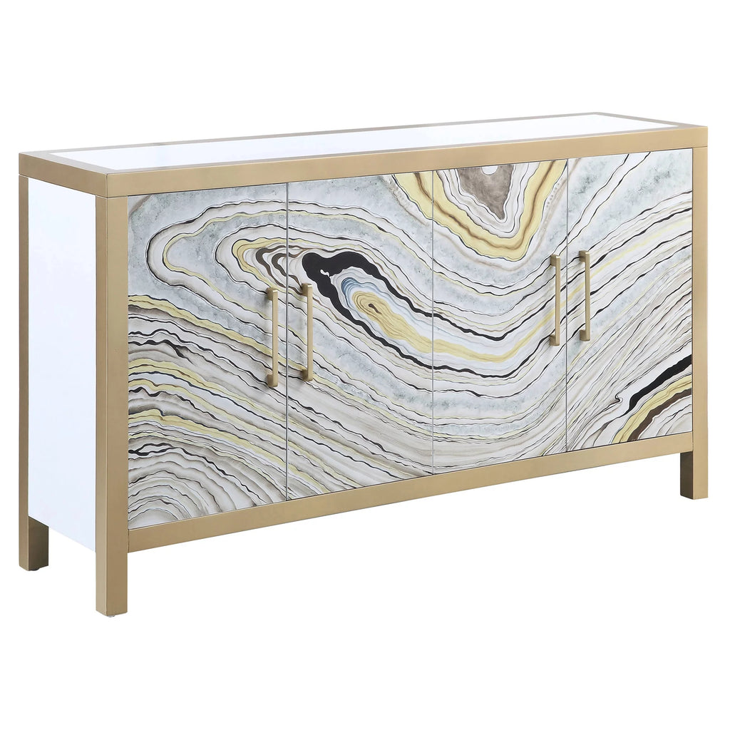 White and Gold Rectangular Console Table M471