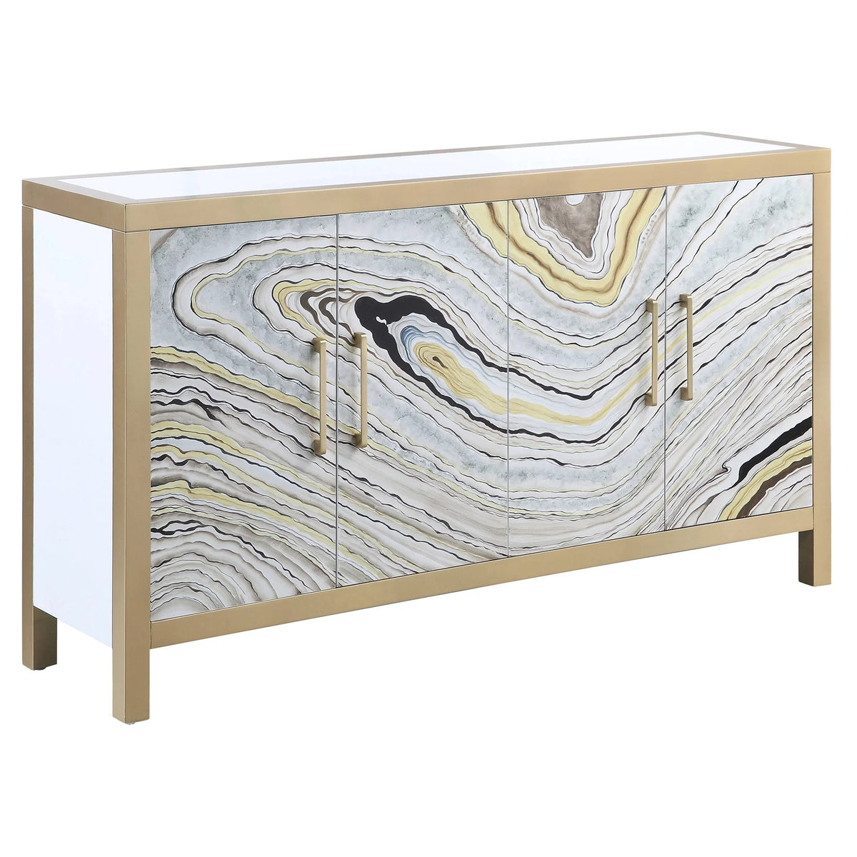 White and Gold Rectangular Console Table M471