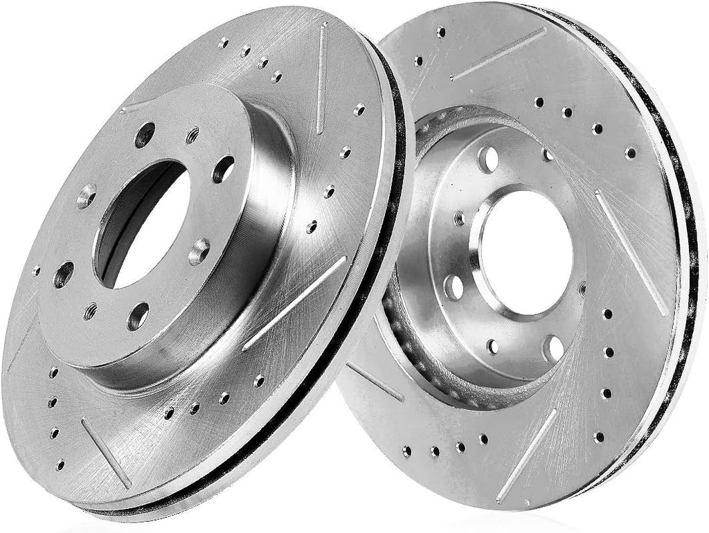 FRONT 281mm Drilled/Slotted 4 Lug Rotors O92237