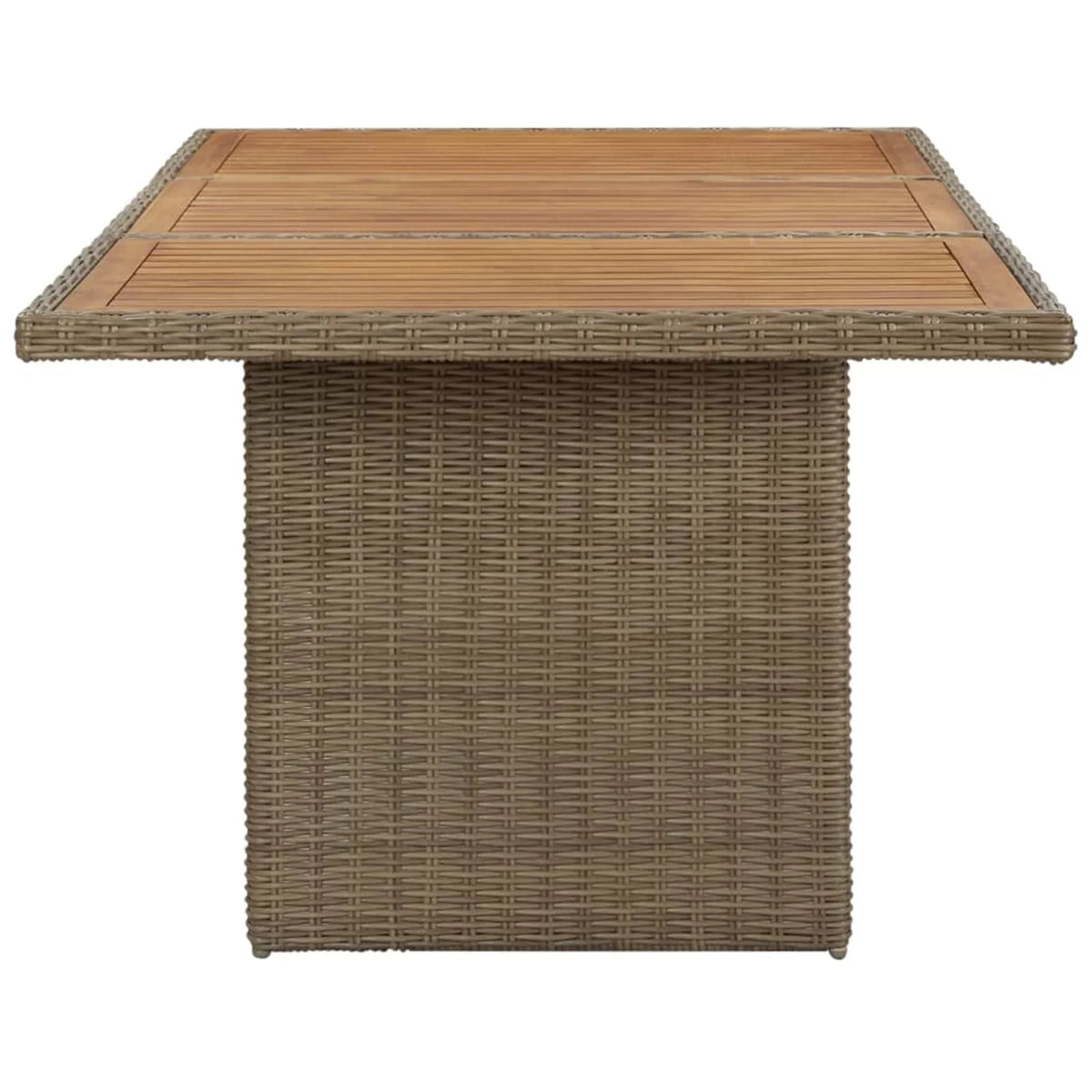 Acacia Wood Top Poly Rattan Steel Patio Dining Table F492