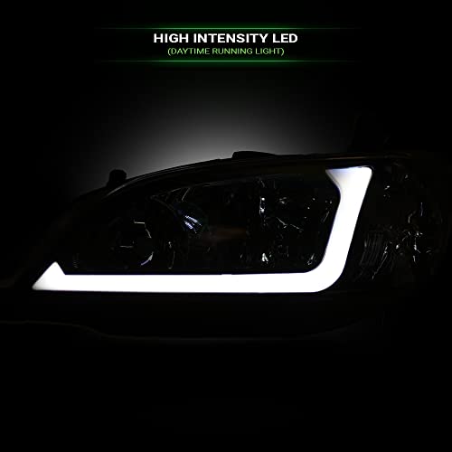 Compatible With 2004-2005 Honda Civic Headlights Black Housing W991600