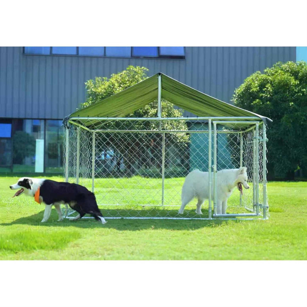 Outdoor Dog Kennel Dog Playpen Heavy Duty with Large Galvanized Chain Link N928064
