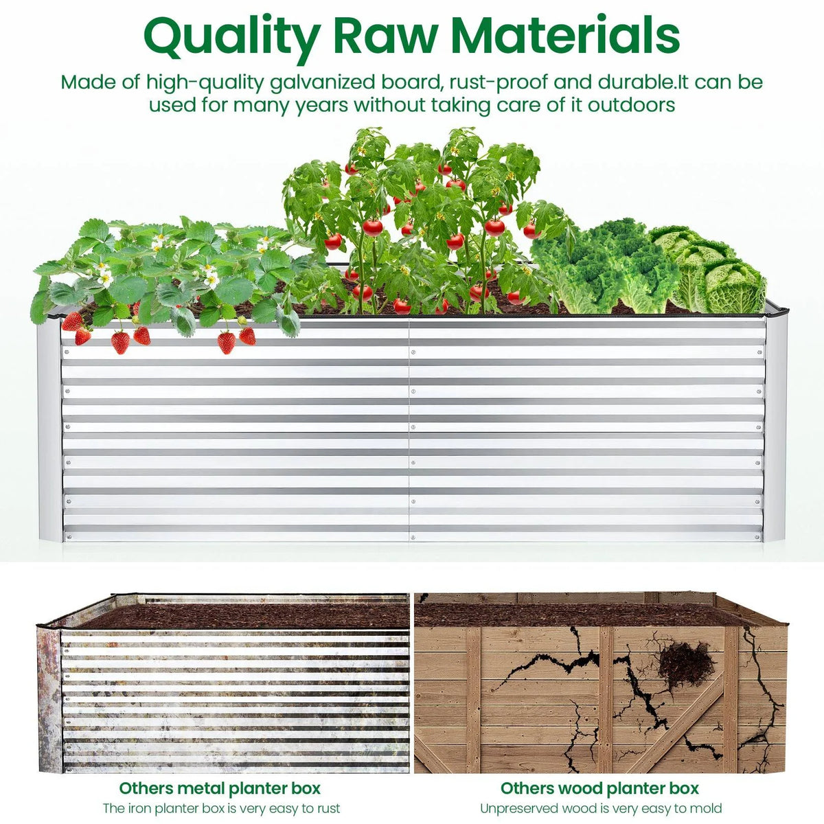 6x3x2ft Galvanized Steel Raised Garden Beds F5099